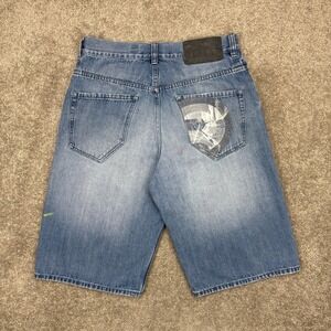 Y2K Rocawear Baggy Embroidered Jean Shorts Jorts Size 34